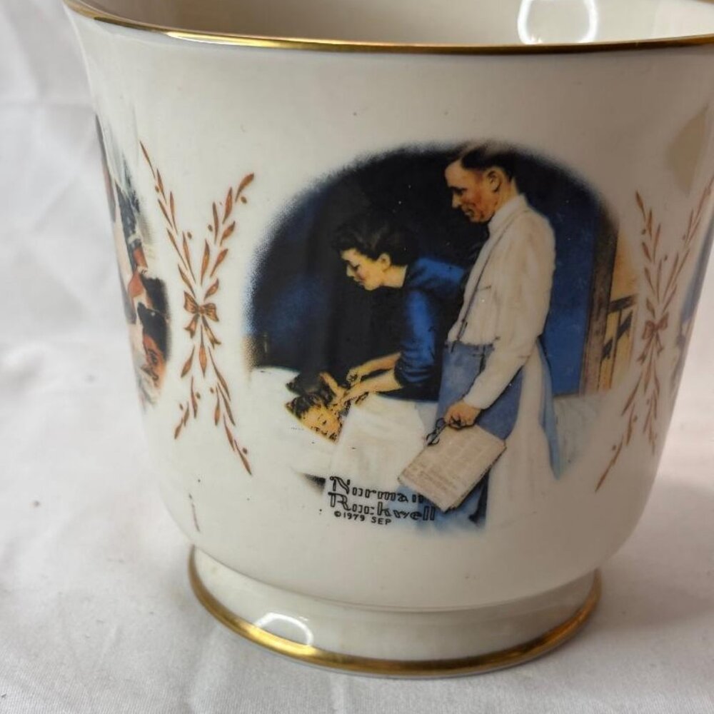 Vintage Fine China Norman Rockwell Gorham 1979 Four Freedoms Short Vase bowl NEW